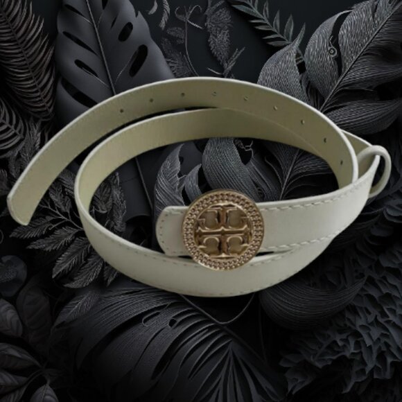 New Stylish White Belt with Gold Round Buckle – Fashion Accessory - Picture 3 of 3